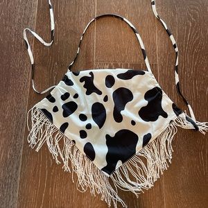 Fringe, cow print crop top